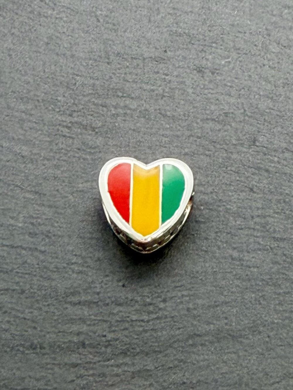Pandora Guinea Flag Heart Charm Sterling Silver Jewelry